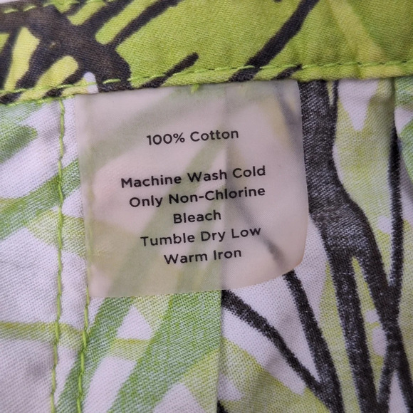 Talbots Size 12 Green Red Floral Butterfly Pleated Side Zip Cotton A-Line Skirt - Picture 10 of 12